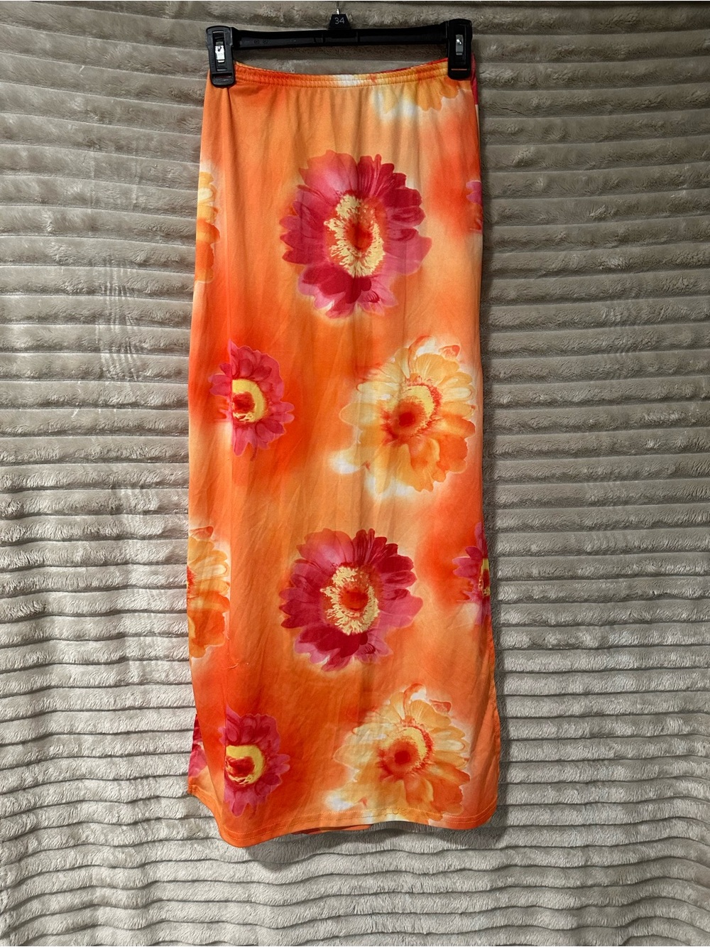 Orange Floral Maxi Skirt